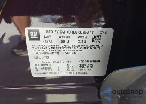 2021 Buick Encore Gx Awd Essence from USA, damaged, VIN KL4MMGSL0MB138843